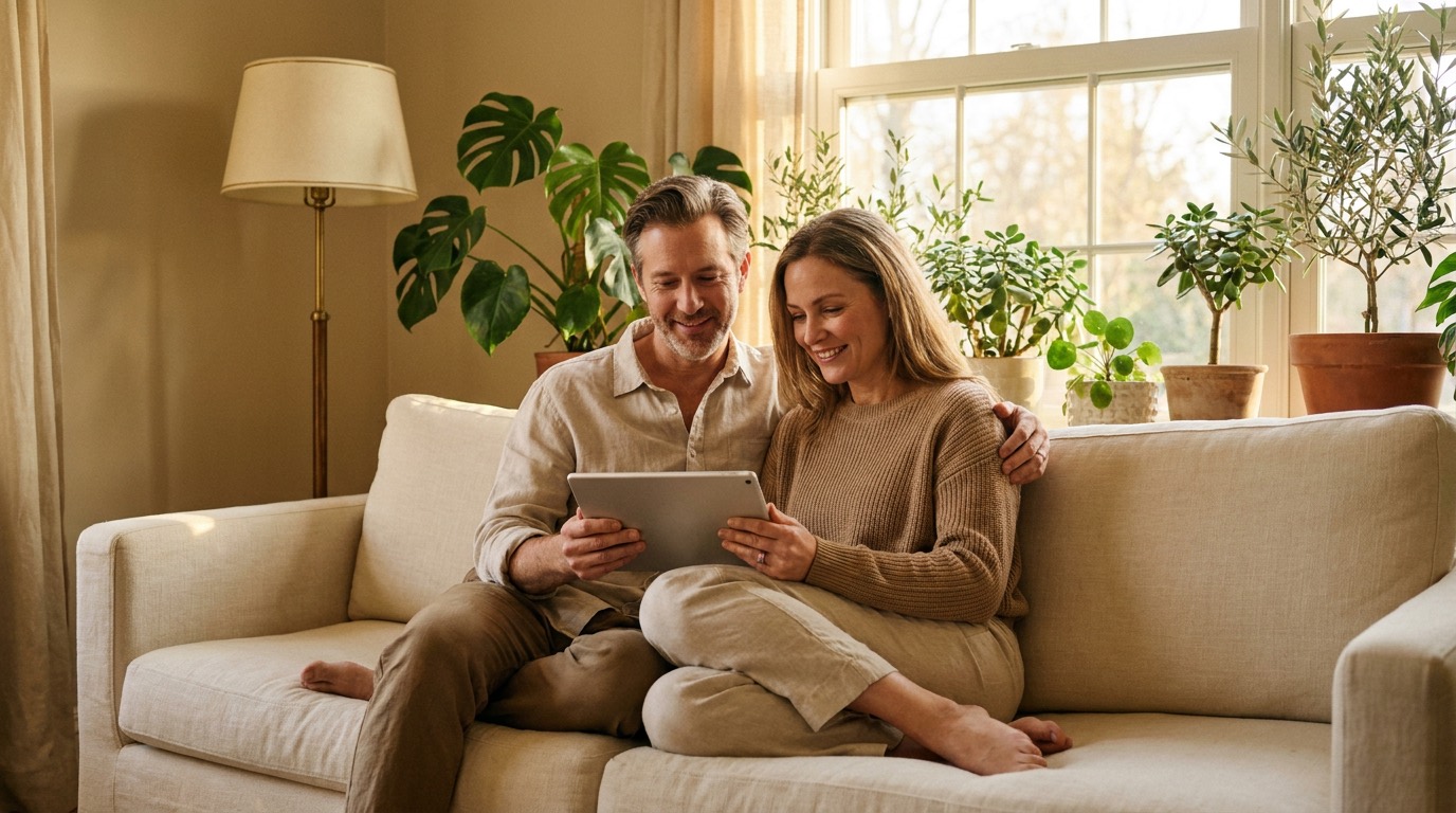 Gemeinsame Momente in der Familie am Tablet