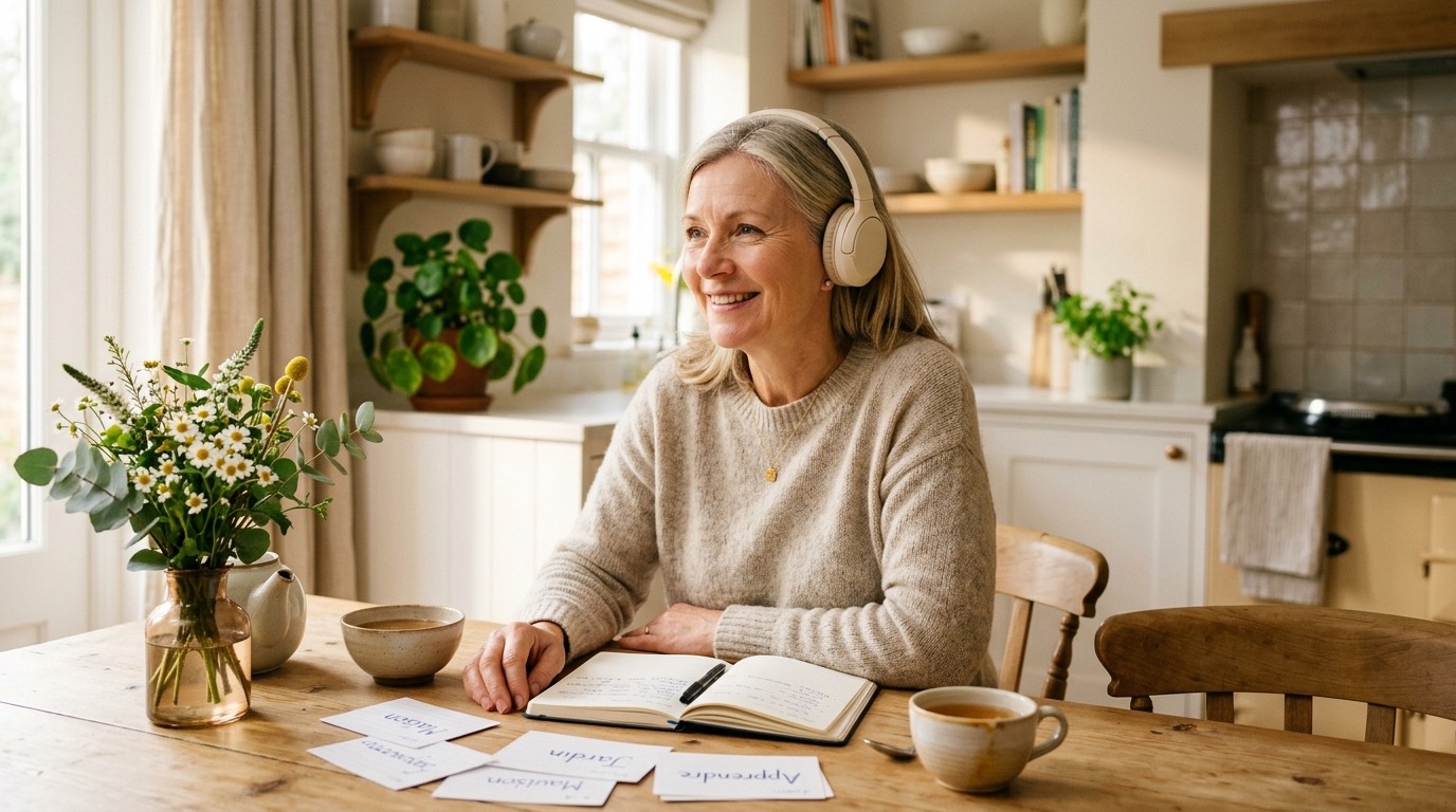 Audio-Sprachkurs zu Hause mit Kopfhörern